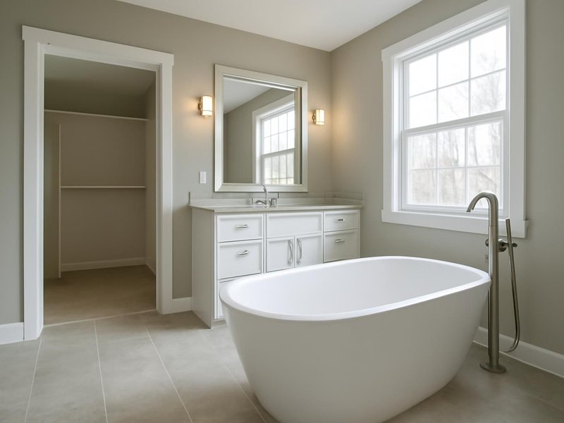 AI concept: Remodeled idea: suite widened into the closet with a freestanding tub