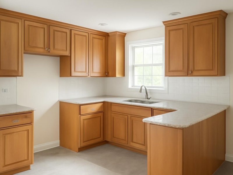 AI concept: Remodeled idea: finished kitchen, cabinets in phase one and counters and floor in phase two