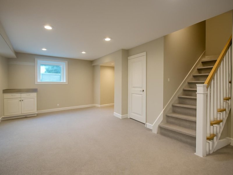 AI concept: Remodeled idea: finished basement paid with a home equity line on a draw schedule