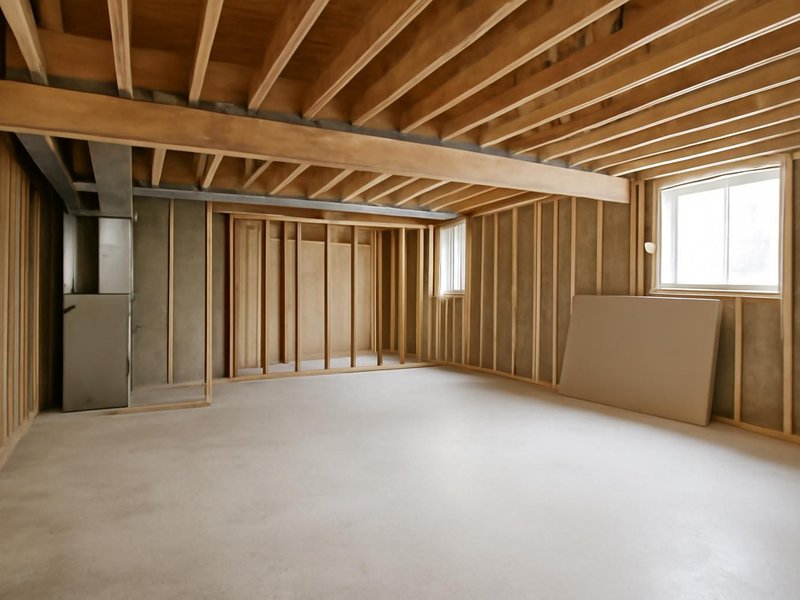 AI concept: Existing condition: unfinished basement