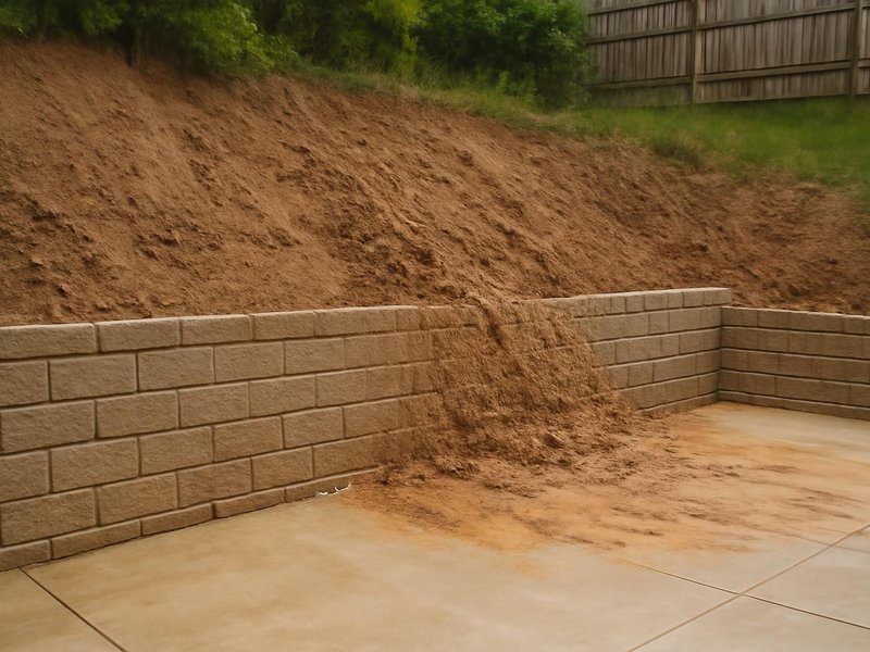 Before: steep bare slope washing mud onto a patio
