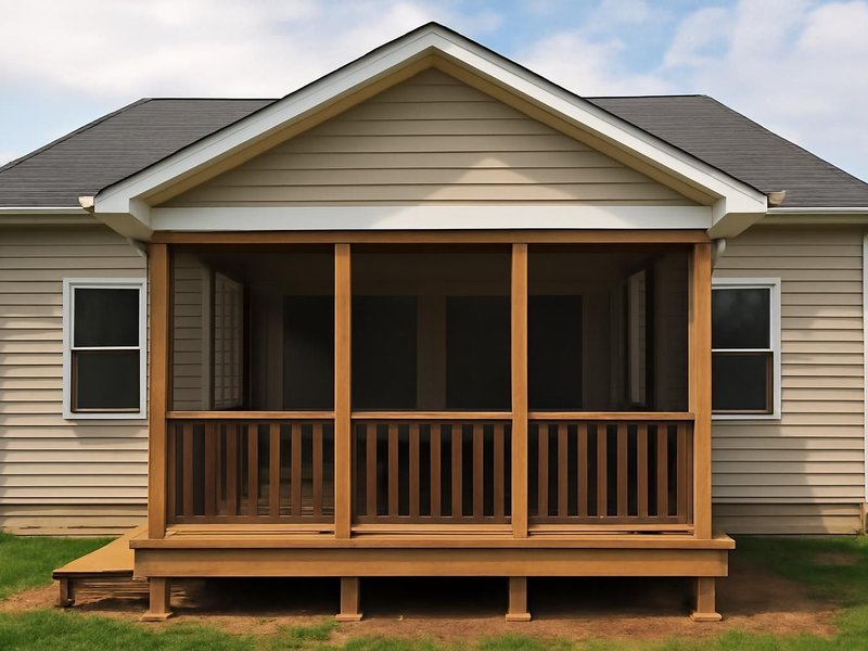 Deck screened under a gable
