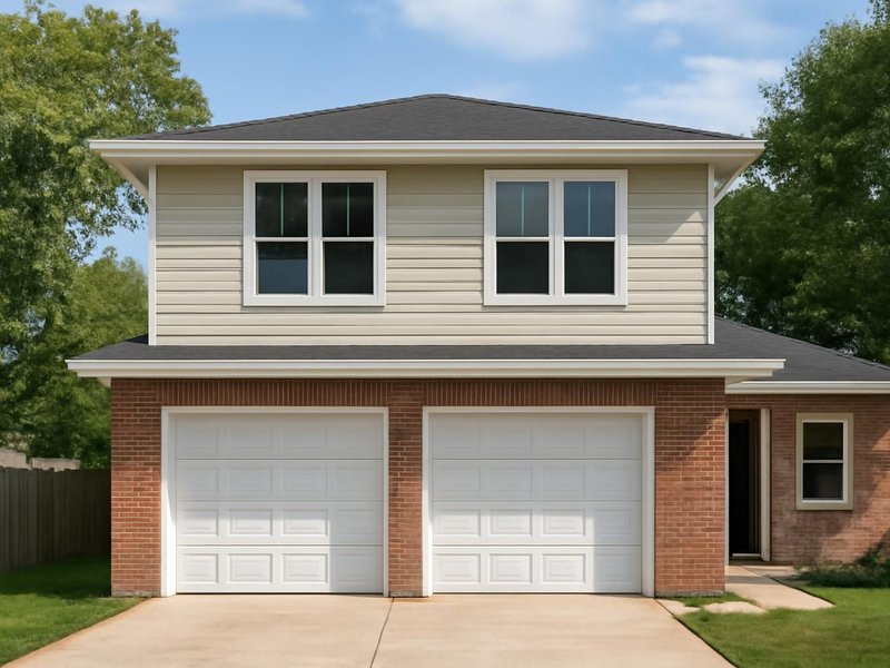 AI concept: Existing condition: attached two-car garage with a flat roof