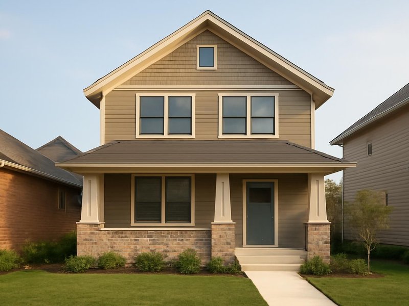 AI concept: Remodeled idea: bungalow with a second floor of three bedrooms set back from the street