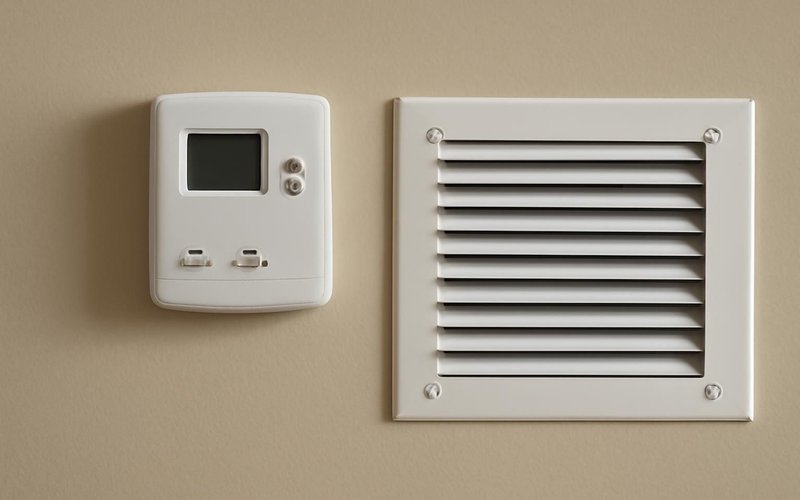 AI concept: Second-floor thermostat and supply register