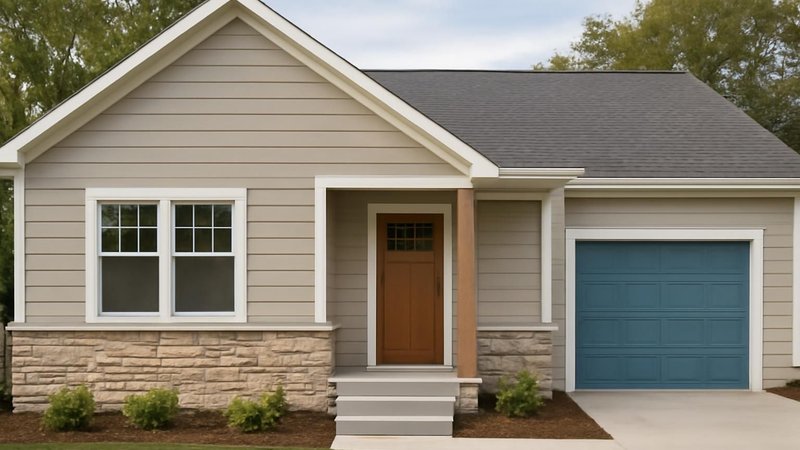 House exterior with new fiber cement siding and replacement windows