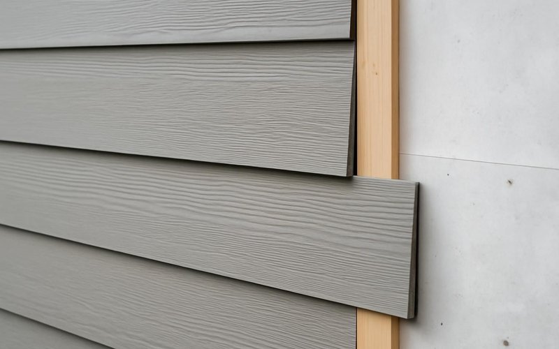 AI concept: Fiber cement lap siding being installed