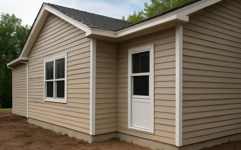 AI concept: Finished siding on an addition at the final walkthrough