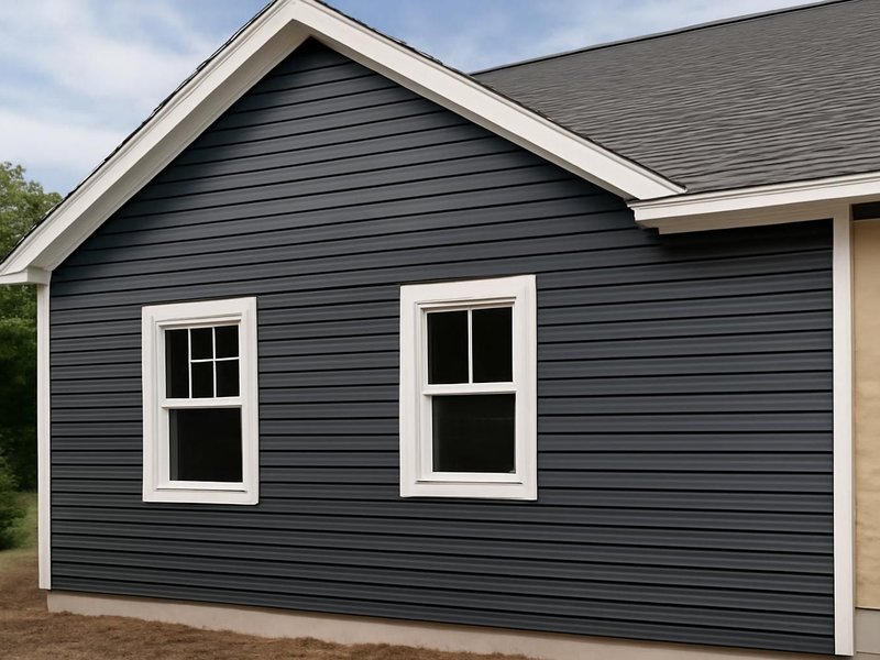 After: new insulated vinyl in charcoal with white trim