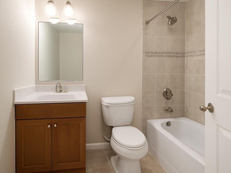AI concept: Existing condition: 5 by 7 bathroom with a door hitting the toilet