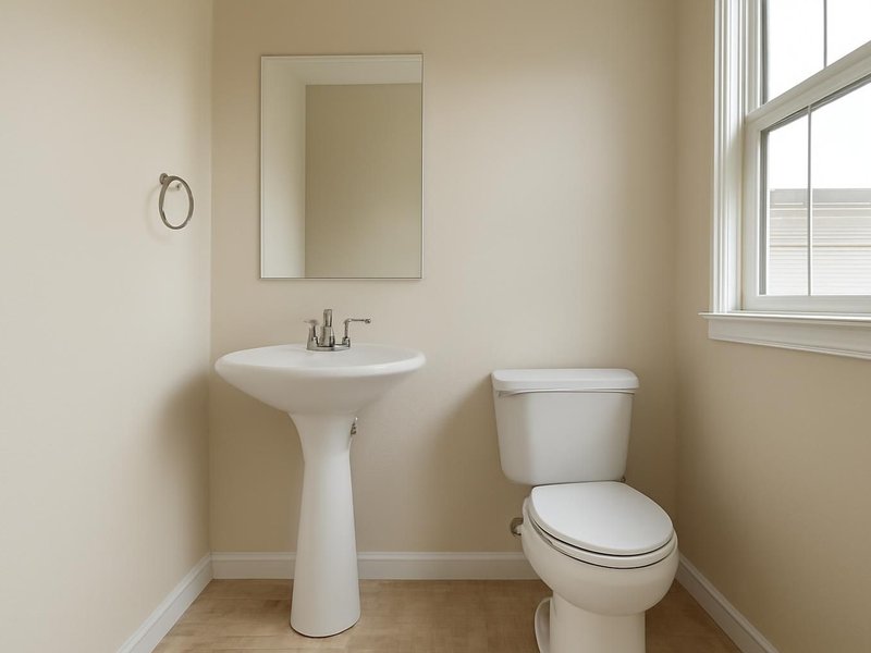 AI concept: Existing condition: half bath with a pedestal sink and no storage