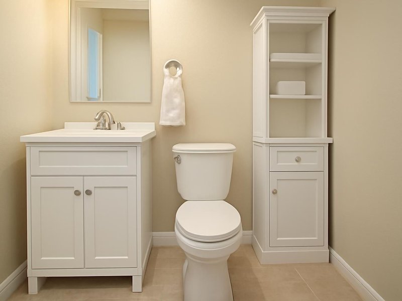 AI concept: Half bath refresh with storage