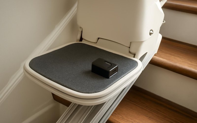 AI concept: Safety sensor on a stair lift footrest
