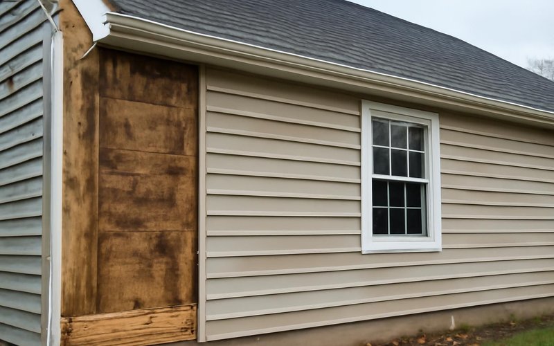 AI concept: New siding installed after a storm