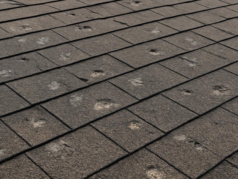 Before: hail-bruised shingles with granules knocked loose