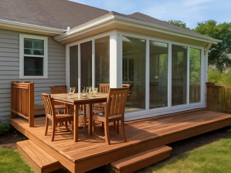 AI concept: Existing condition: raised wood deck used only at dinner time