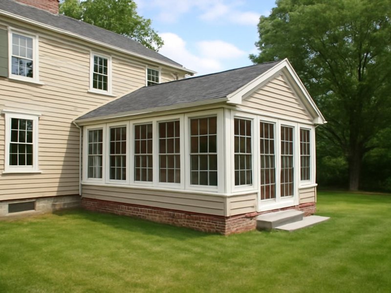 AI concept: Existing condition: lawn beside the kitchen of a colonial