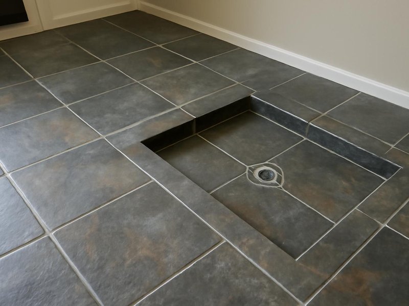 After: slate-look porcelain with a boot tray drain area