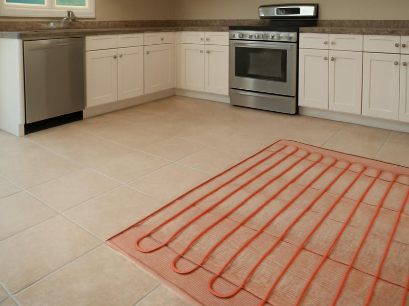 Kitchen floor with heat zone