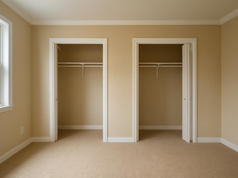 Before: primary bedroom with two small reach-in closets
