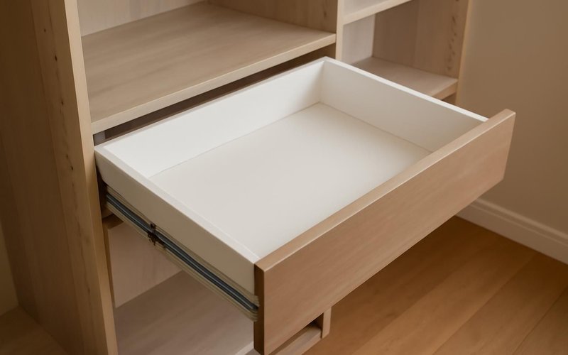 Soft-close closet drawer fully extended