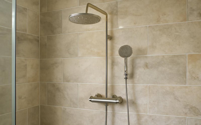 AI concept: Thermostatic valve with a rain head and handheld