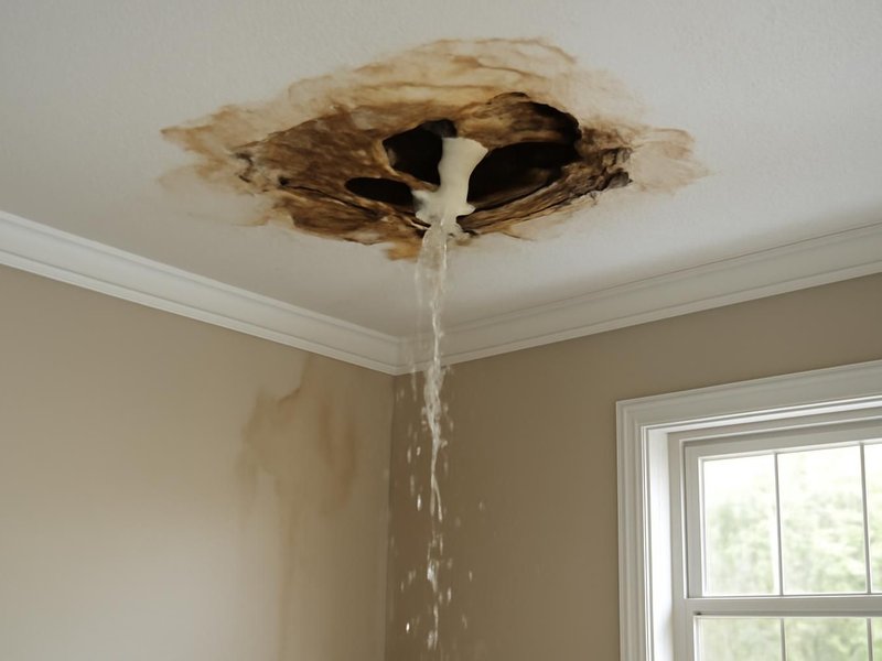 Burst pipe through ceiling