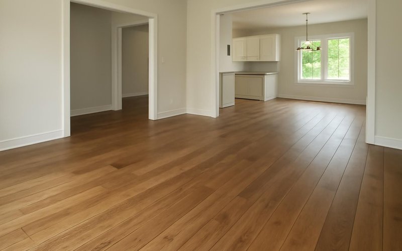 AI concept: Engineered oak floor running through open rooms
