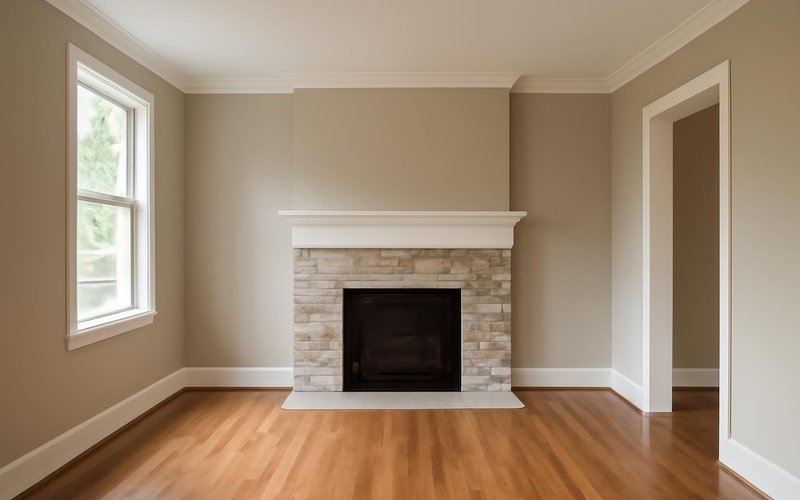 AI concept: Freshly painted living room in a coordinated palette