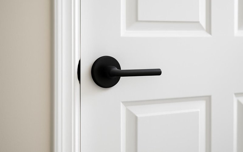AI concept: Solid-core interior door with matte black lever