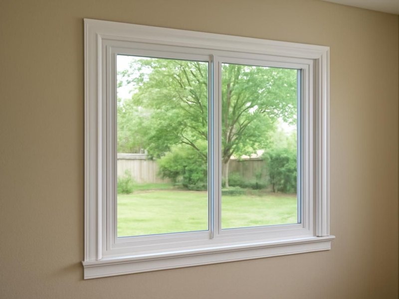 AI concept: Remodeled idea: white vinyl sliders with low-E glass and new trim
