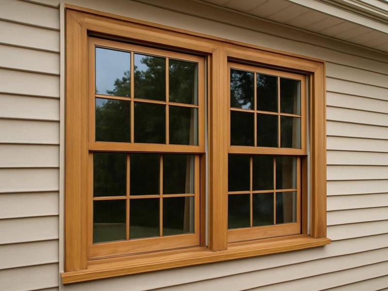 AI concept: Remodeled idea: wood-clad double-hungs with matching grilles