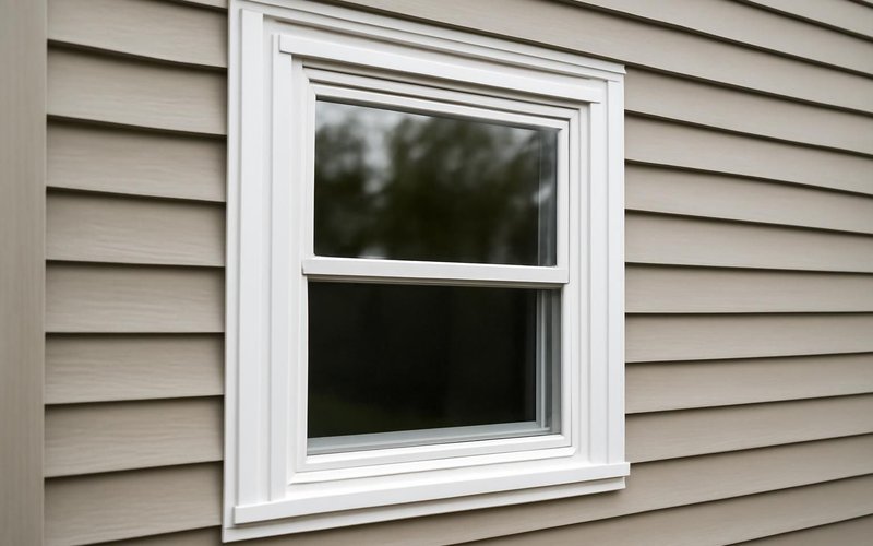 AI concept: White vinyl double-hung replacement windows