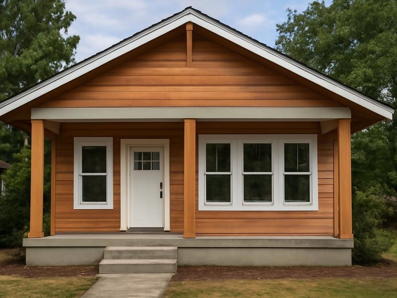 AI concept: Bungalow, wood-clad full-frame